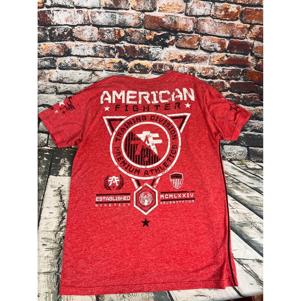 American Fighter Mens Red Heather Training Division Graphic T-Shirt XL MCMLXXIV